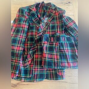 Handmade Christmas Plaid Blazer‎ Pant Suit Shoulder pads Men’s 33” Preowned